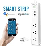 Smart Power Strip, Raydem Smart Wifi Surge Protector Power Strip with 3 Individually Controlled Smart AC Plug & 4 USB Fast Charging Ports, Timer, Alexa Echo and Google Home Remote Voice Control