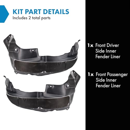 Image of TRQ Front Inner Fender Liner Set Compatible with 2015-2017 Lexus NX200t NX300h LX1248135 LX1249135