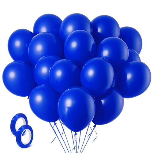 Image of Blue Balloons Blue Party Decorations 100 Pack 12 inch Round Royal Blue Balloons for Birthday Graduation Baseball Nautical 4th of July Independence Memorial Day Patriotic Party Decorations