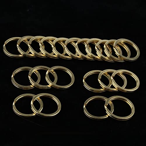 20 Peças de Chaveiro de Latão Corrente Argola Bipartida Argola de Metal para, Borda plana 20mm