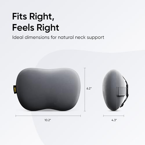 Image of Frido Mini Car Neck Pillow | Compact Ergonomic Memory Foam | Relieves Neck & Shoulder Strain | Ultrasoft Car Neck Rest Pillow for Comfortable Rides | Breathable Microfiber | Velvet Cover | (Grey)
