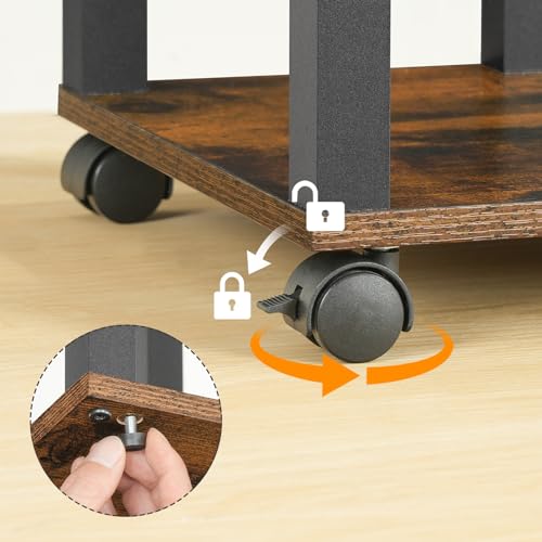 HOOBRO Mesa Auxiliar en Forma de C, Mesa de Sofá con Base de Carga, Mesa de Café para Espacios Reducidos, para Salón, Dormitorio, Marrón Vintage y Negro EBF66CSF01 - imagen 7