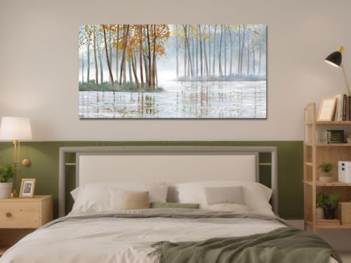 Image of Arjun Birch Trees Wall Art Canvas Forest Landscape Picture Painting, Nature Modern Artwork Large Framed for Living Room Bedroom Home Office Wall Decor 48 inchx24 inch