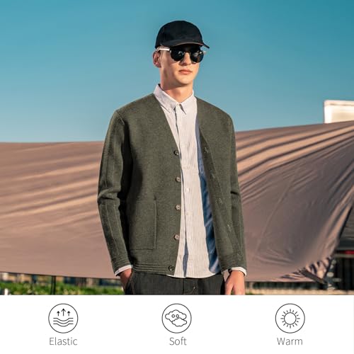 Image of Men's Cardigan Sweater Button Front V-Neck Long Sleeve Knit Sweaters