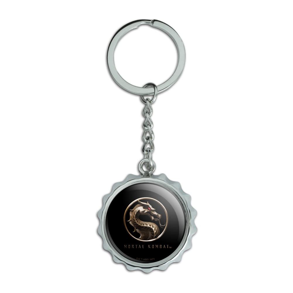 GRAPHICS & MORE Mortal Kombat Logo Keychain Chrome Plated Metal Pop Cap Bottle Opener