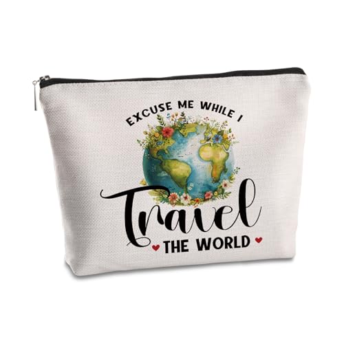 SYIJIMSJKT Travel Gifts for Women Makeup Bag International Travel Accessories Cosmetic Bags Flight Attendant Christmas Birthday Gift Zipper Pouch for People Who Love Travels