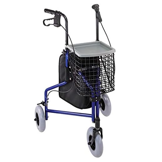 Duro-Med Folding Rollator Walker with Swiveling Front Wheels, 3 Wheel, Aluminum Light-Weight, Detachable Storage Tray, Royal Blue