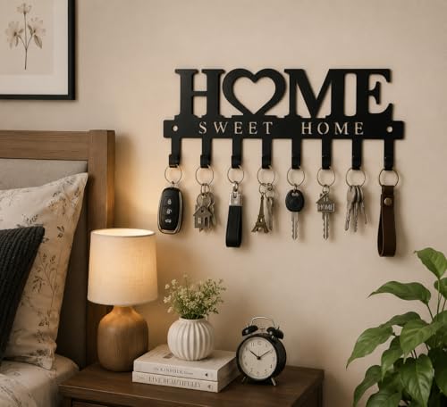 Image of Ventuos Metal Wall Mounted Key Holder with 6 Hooks, Home Design, Key Organizer for Home Office Bedroom Entryway