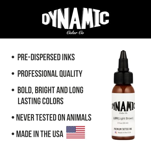 Image of Dynamic Color Light Brown Tattoo Ink, Made in USA Since 1990, 1 oz | Sterilized and lot-numbered for full traceability; established American brand trusted by artists worldwide