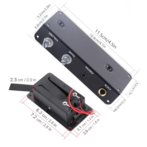 Ecualizador para guitarra silenciosa DIY, material metálico y plástico, control de tono y volumen, compatible como reemplazo para guitarra silenciosa miniatura 4