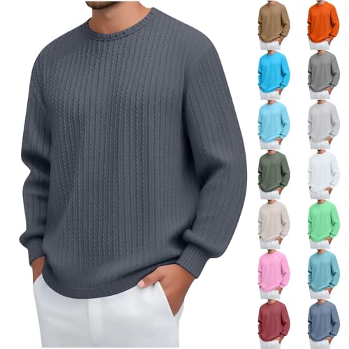 Cambkatl Men's Textured Basic Crewneck Sweatshirt Loose Long Sleeve Fashion Outdoor Pullovers Workout Casual Tee Shirts2
