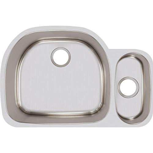 Elkay Lustertone ELUH322110R 70/30 Offset Double Bowl Undermount Stainless Steel Kitchen Sink