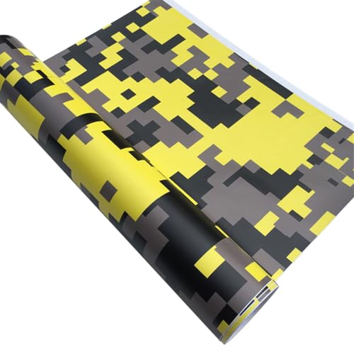 Film autocollant anti-aération camouflage jaune pour voiture et vélo
