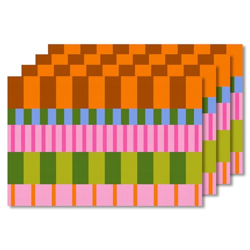 Fchen art Bunte Platzsets, Tischsets, 6er-Set, Leinenservietten, Stoff-Platzsets, waschbar, moderne Platzsets für Esstischdekoration, Küchenwäsche, 30 x 45 cm