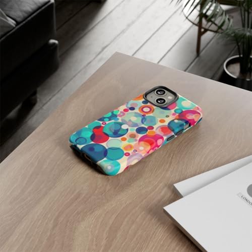 Coque iPhone 14 multicolore rigide mate motif cercles colorés - 4