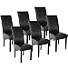 TecTake 6er Set Esszimmerstuhl Kunstleder Stuhl mit hoher Rückenlehne, ergonomische Form, Stuhlbeine aus Hartholz massiv, 106 cm hoch - Diverse Farben - (Schwarz | Nr. 403495)