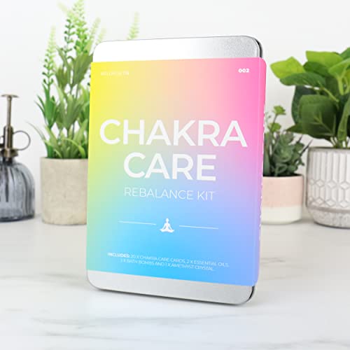 Gift Republic Chakra Care Rebalance Kit Wellness Gift Tin Essential Oils Amethyst Crystal Chakra Care Cards and 3 Bath Bombs Wellbeing Gift - Image 2
