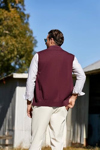 Runcati Mens Full Zip Sweater Vest Knitted Stand Collar Cardigan Casual Slim Fit Sleeveless Sweaters3