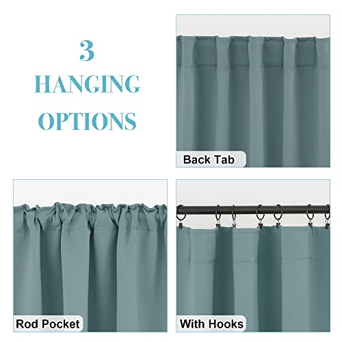 Image of RYB HOME Small Window Curtains - Blackout Insualting Privacy Curtains for Kids Bedroom Kitchen Bathroom Basement Cafe Cabinet Tiers Drapes, 34 Width x 24 Length, 2 Panels, Dusty Blue