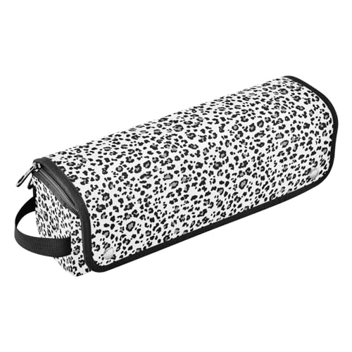 Bolso de viaje para herramientas de cabello con estampado de mármol y leopardo, alfombrilla resistente al calor para planchas, rizadores y accesorios de cuidado capilar