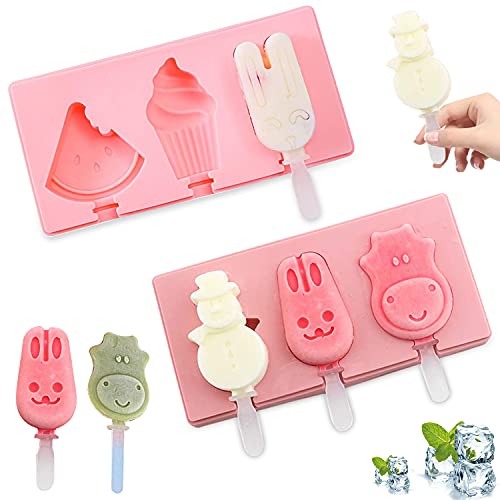 Moldes Helados, 2PCS DIY Moldes Helados, Molde Paletas Silicona, Postre Congelado Molde, Moldes Helados Silicona, Ice...