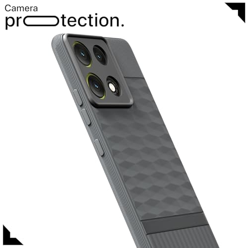 Image of Pikkme Back Cover for Motorola Moto G86 Power 5G Camera Protection 3D Hexa Cube Design Silicone Protective Bumper Case (Grey)