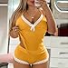 Women's Sexy Outfit Fashion Lace Lace Trim Camis and Shorts Sleepwear Set Wireless Bra Underwear Panties Lounge Suits Yellow