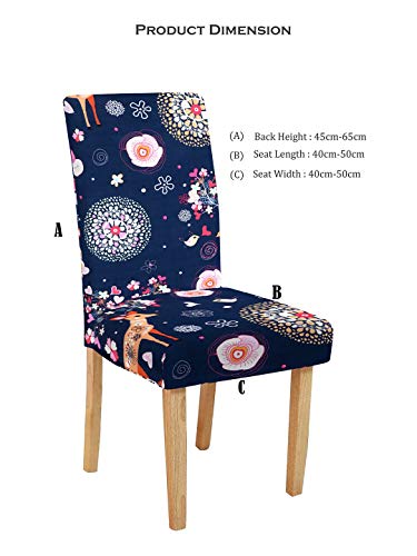 Image of Cortina Dining Chair Slipcovers | Anti Slip Chair Cover | Floral Print, Removable & Easy Wash | Universal Fit Soft Stretchy Polyester Spandex | Living Room, Kitchen, Hall | Pack of 4, Navy 2