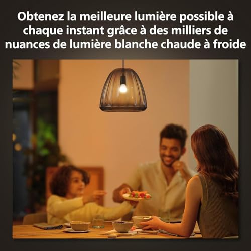 Philips Hue White ambiance, ampoule LED connectée sphérique compatible Bluetooth, E14, fonctionne avec Alexa, Google Assistant et Apple Homekit