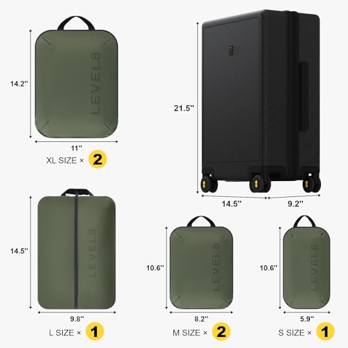 Image of LEVEL8 Carry on Luggage 20 Inch with 6-piece Packing Cube, Black