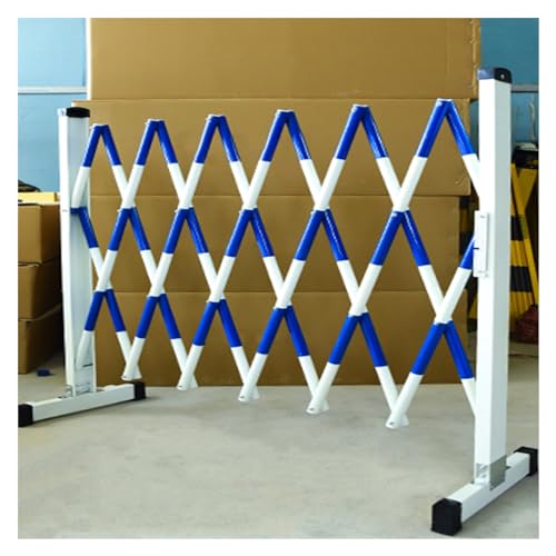 Barrière de sécurité extensible bleue et blanc 2m pliable à roulettes