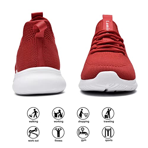 Image of Lamincoa Womens Slip On Walking Shoes Non Slip Casual Road Running Lightweight Mesh Fashion Sneakers for Gym Travel Workout