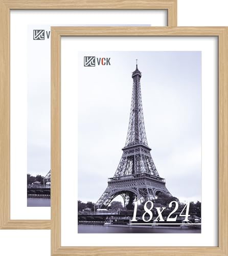VCK 18x24 Poster Frame, Oak Wood Picture Frames for Wall Display, 2 Pack