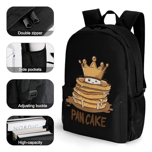 Pancake King Pancake Backpack Travel Laptop Backpack Lightweight Business Work Bag Daypack for Men Women2