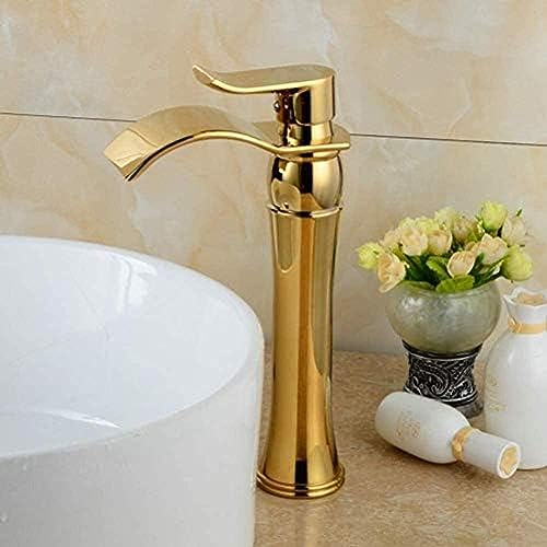 Robinet Gold de Salle de Bain anti-éclaboussures avec cascade et mitigeur