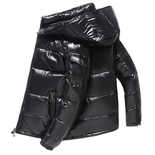 Chaquetas acolchadas con capucha brillante para hombre, abrigos aislados, acolchados, abrigos de invierno, resistentes al agua, Negro, Small | Ya disponible en tu tienda friki favorita! En mundofriki.es!