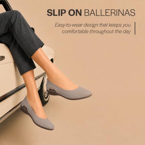 Image of FAUSTO Women Stylish Backless Casual Ballets | Low Heel Cut-Out Slip-On Ballerinas | Comfortable Walking Flats Sandals | Memory Cusion Insole