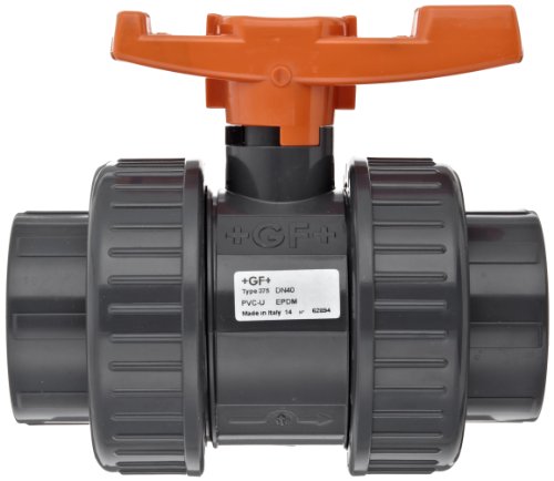 PVC True Union Ball Valve with Full Port, Two Piece, PTFE Seat, EPDM Seal, 1-1/2" Socket/NPT Threaded