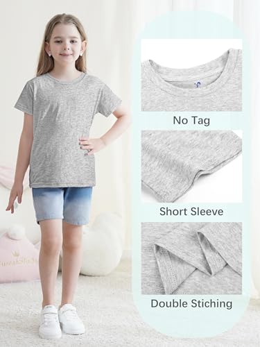 5 Pack Girls Shirts Short Sleeve Shirt for Girls Soft Cotton Tees Kids Tshirts Clothes Summer Tops T-Shirt3