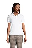 Lands' End Womens Short Sleeve Mesh Polo White Petite Small