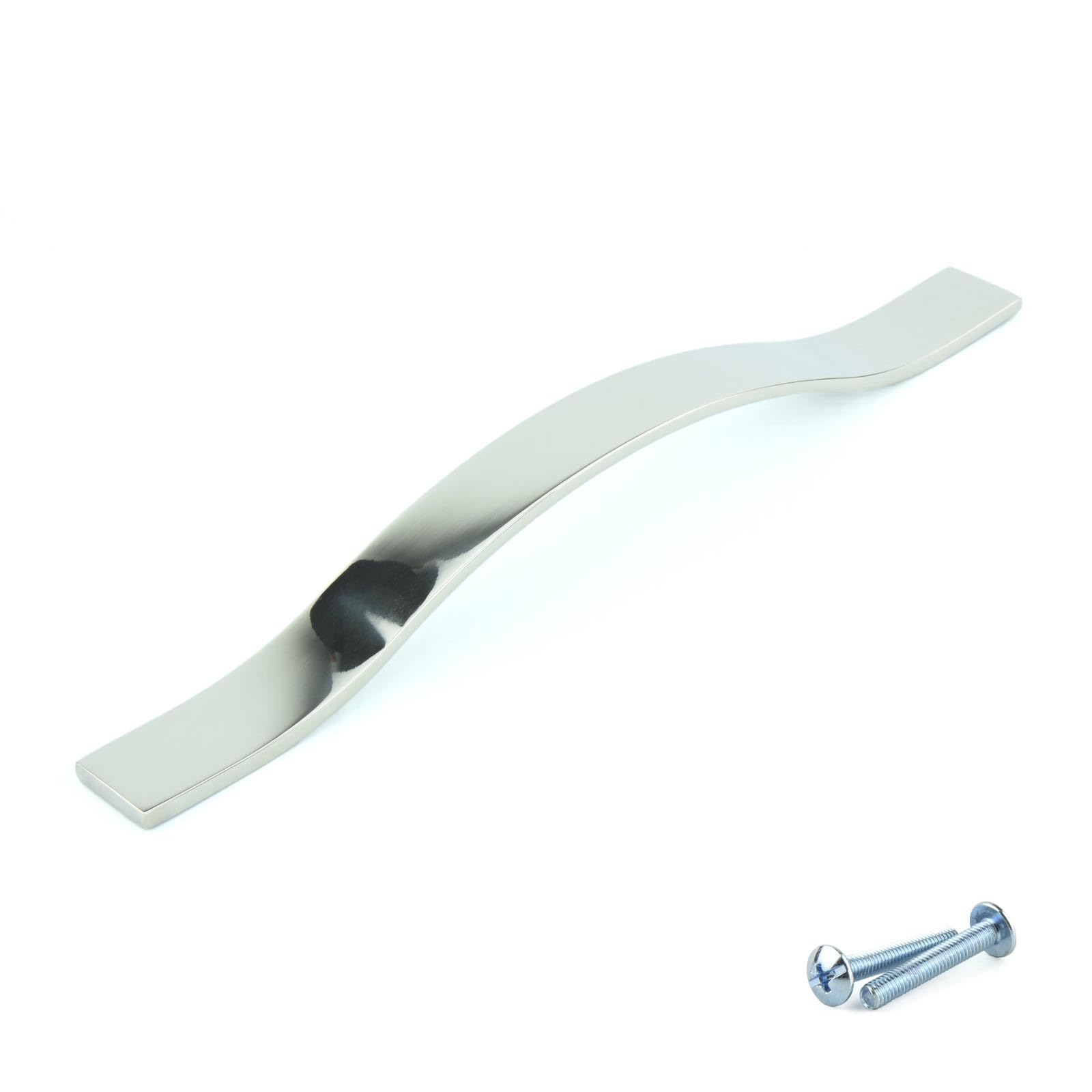 M4tec Matt Nickel Bow Pull Handle For Bedroom Furniture, Kitchen Furniture, And Cupboards - Ideal Door Handles, Wardrobe Handles, Cabinet And Draw Handles- L8 Series 128 Mm