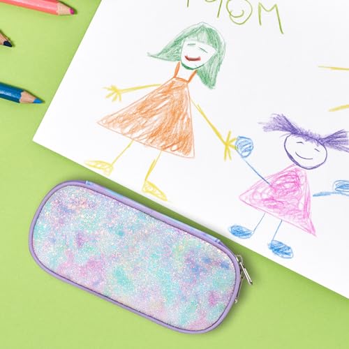 Image of Pencil Case for Girls - Cute Zipper Pencil Pouch for Girls Sparkly Kids Pencil Box Pencil Bag for School, Pencil Cases Only (Glitter Purple, Tie-dye)