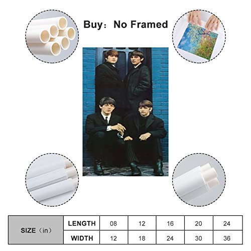 Poster décoratif sur toile pour chambre à coucher et chambre à coucher des Beatles (40 x 60 cm) - Les Beatles, Paul McCartney, John Lennon, RIngo Starr, George Harrison Poster décoratif sur toile pour chambre à coucher et chambre à coucher des Beatles (40 x 60 cm) – Image 3