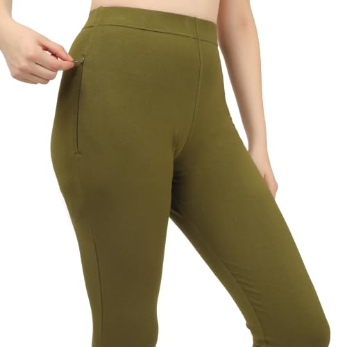 Image of Women's Cotton Stretchable Slim Fit Straight Pants Trouser for Casual Wear and Office Wear