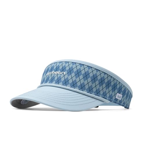 melin Coast Links Hydro, Blue Argyle, Mens Sun Visor, Sun Hats for Women & Men, Water-Resistant, Golf, Running, Workout, or Beach Hat, Medium-Large