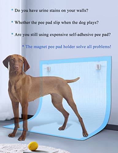 Image of Pee Pad Holder for Dogs Potty Training Pad Magnetic Wall Holder for Leg-Lifting Dogs & Marking in the House Compatible with Any Size of Puppy Pee Pads (White)