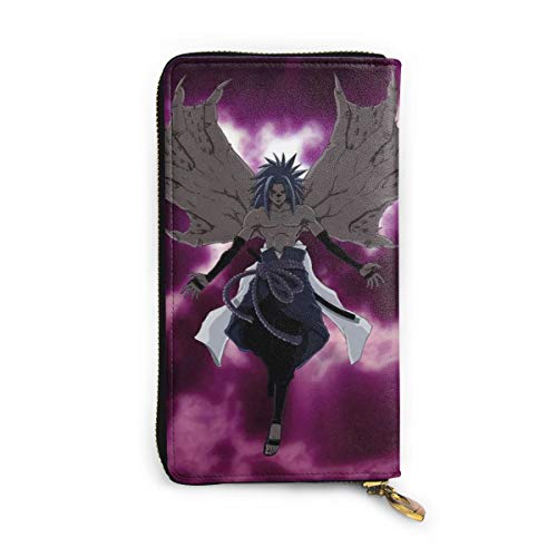 Preisvergleich Produktbild Naruto Uchiha Sasuke Echtleder hohe Qualität Reißverschluss Geldbörse lange Clutch Geldbörse Münzfach Kartenpaket für Damen und Herren