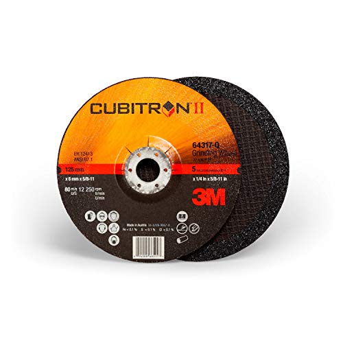 3M Cubitron II Depressed Center Grinding Wheel - Type 27 Premium Metal Grinding Wheel - Quick Change Threaded Hub - For Angle Grinders - 5