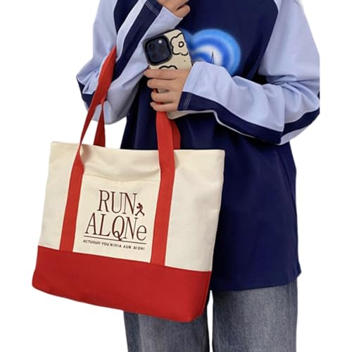 Women Shoulder Bag with External Pocket Canvas Handbags Large Capacity Handbag2