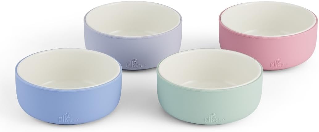 Kids Porcelain Bowls with Silicone Sleeve | Kids/Toddler/Baby Feeding | Microwave & Dishwasher Safe | Non slip | Cereal/Soup/Snack Dishes & Dinnerware